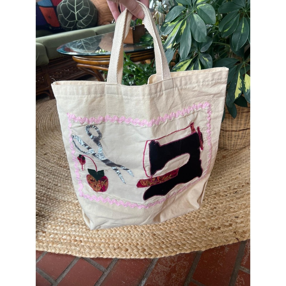 Vintage Upcycled Sewing Tote Bag - Picture 2 of 7